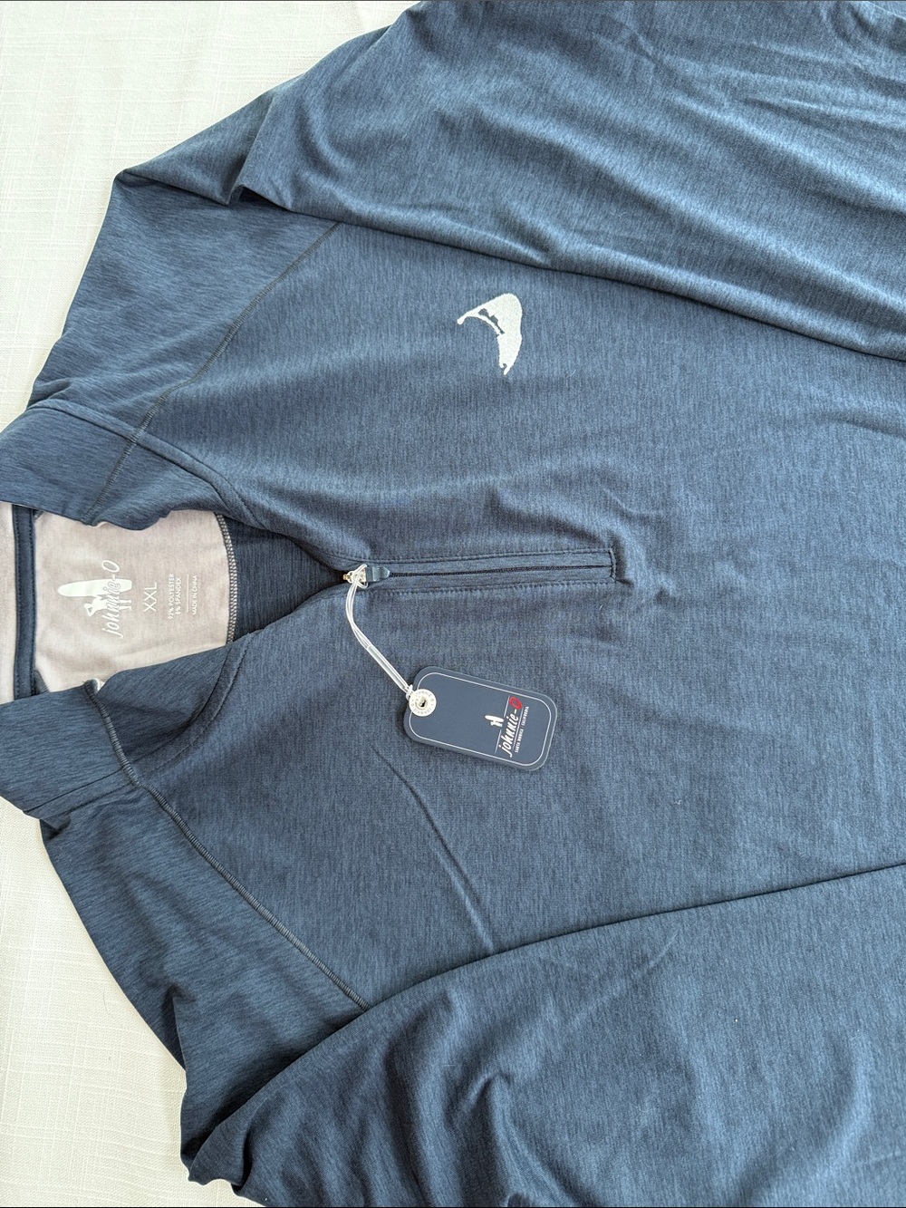 Johnnie-0 Men's Heathered Navy Half-Zip Pullover